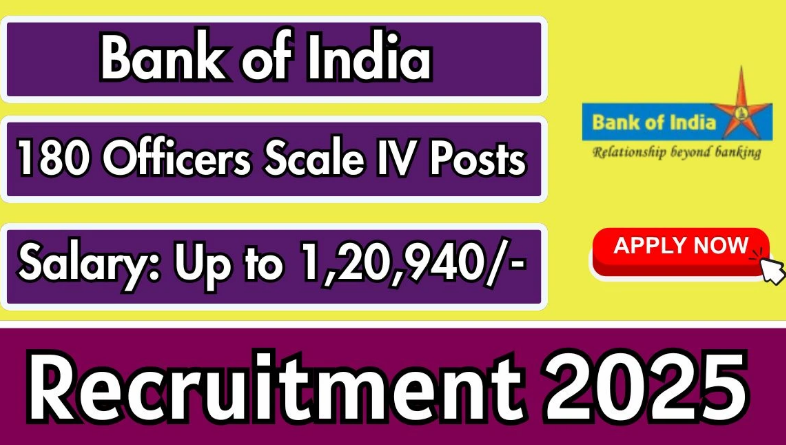 Bank of India Officers Scale IV Recruitment 2025 - Apply Online for 180 Posts